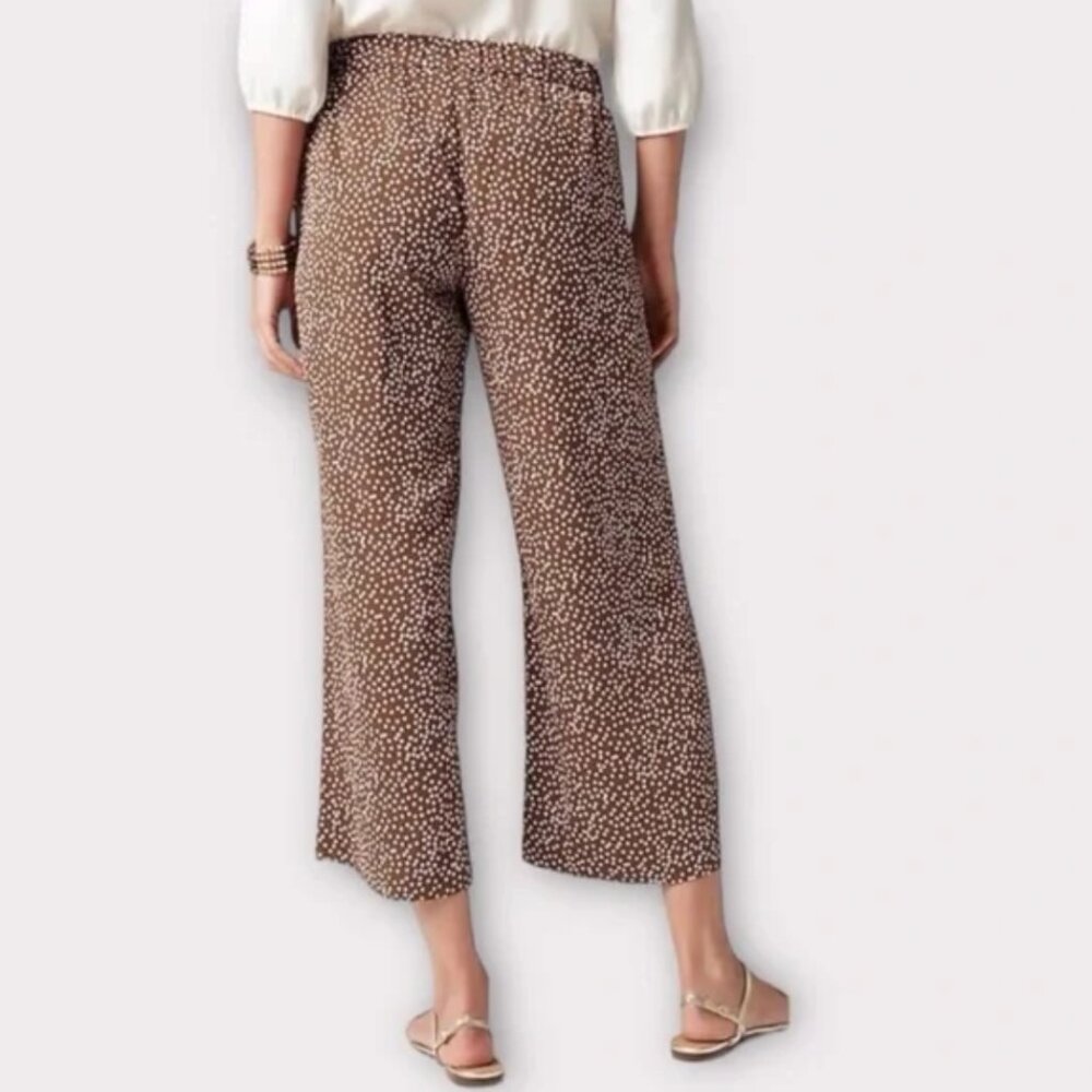NWT J. Jill | Brown Polka Dot Wearever Easy-Care Woven Wide-Leg Crops | Size XS - Picture 4 of 13